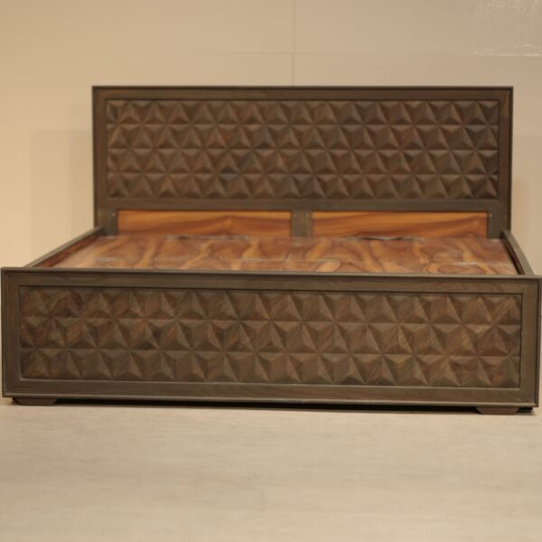 King Bed with Box Storage  CNC design Matte finish