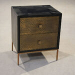 2 Drawer Nightstand with Metal Cladding